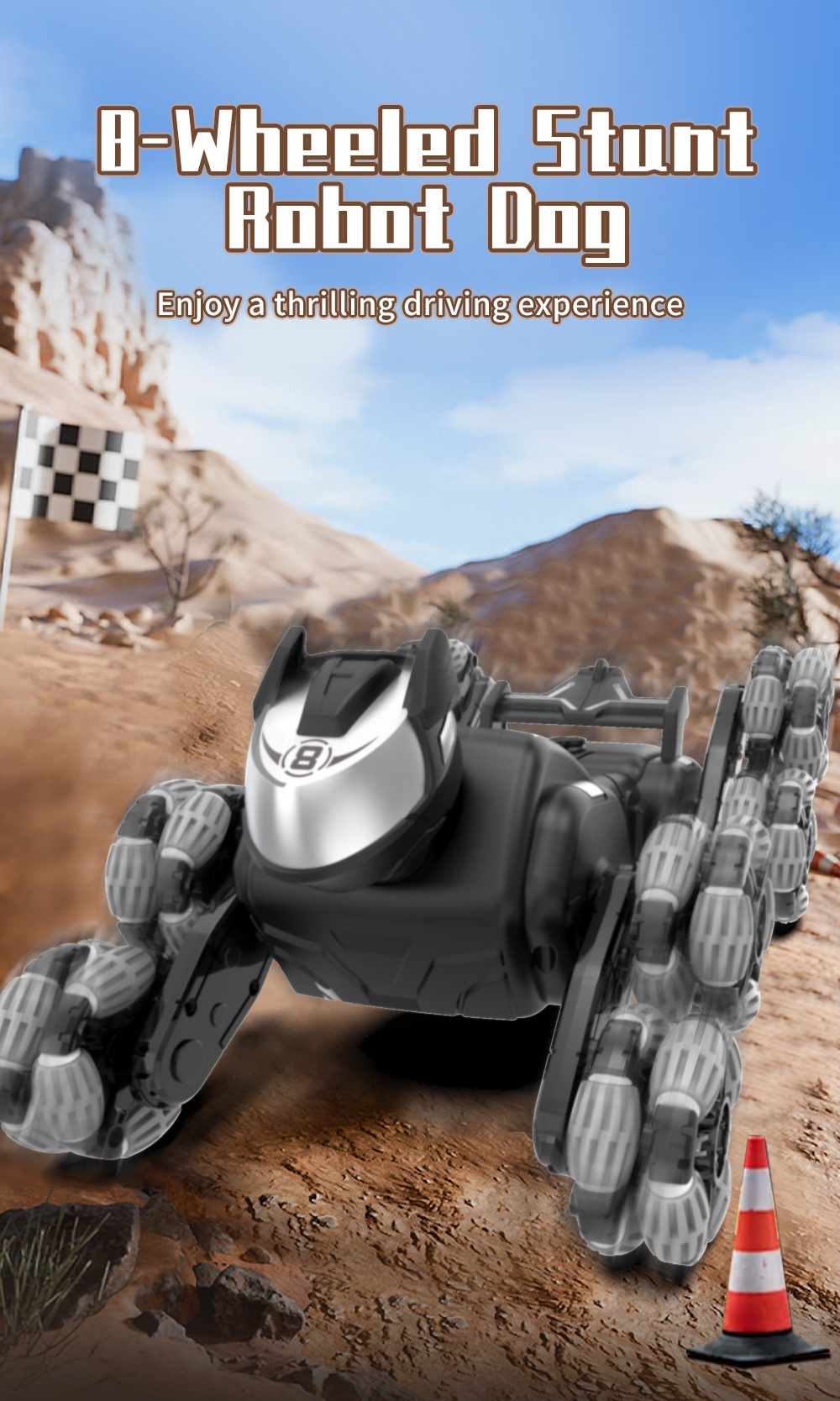 Jjrc Q190 8WD Remote Control Stunt Mechanical Dog Transform Shape Twist Climbing Rc Drift Car Double Sided Toy Rc Stunt Car Gift