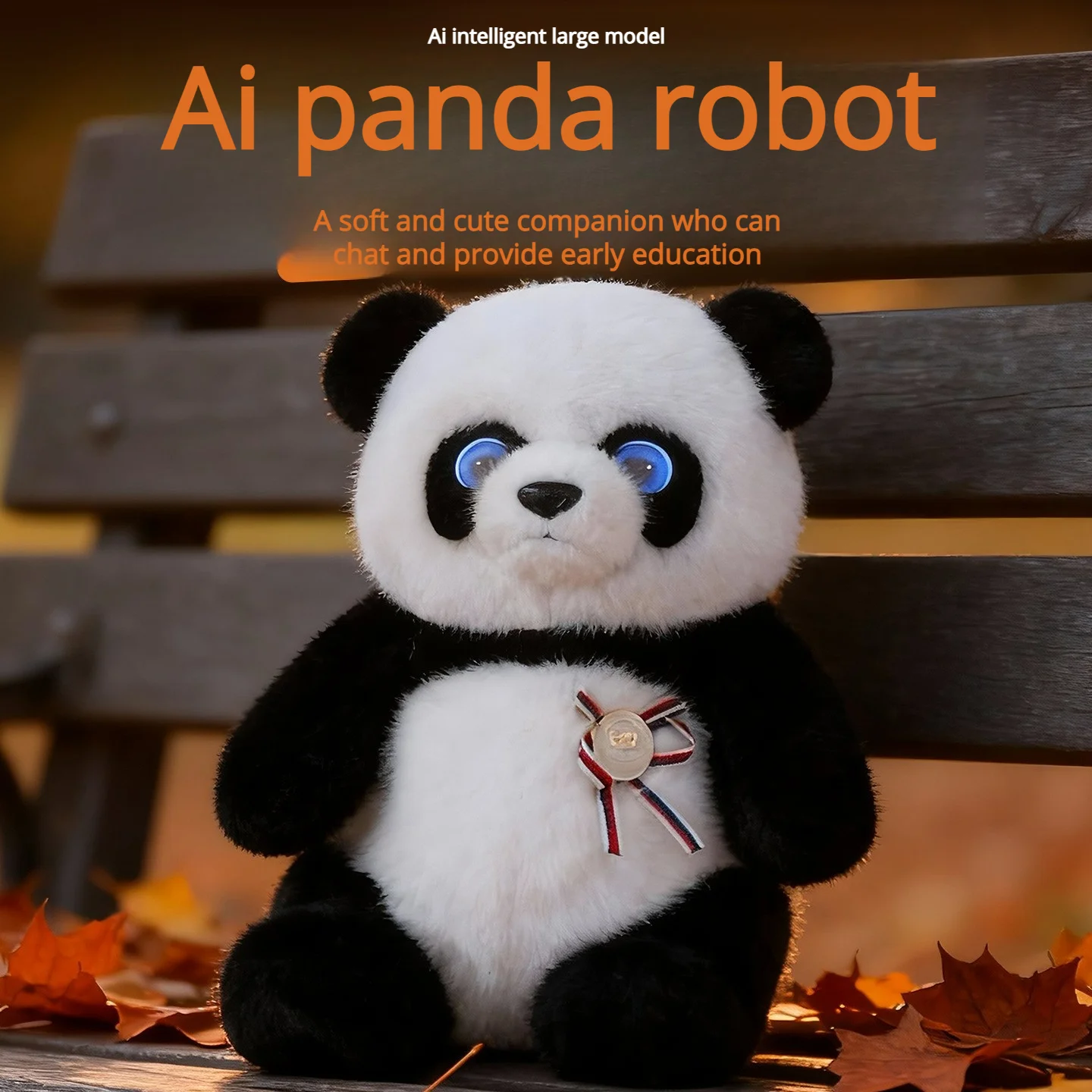 Panda AI Plush Robot Intelligent Interactive Toy with LED Eye Voice Control, USB Charging Companion, Children