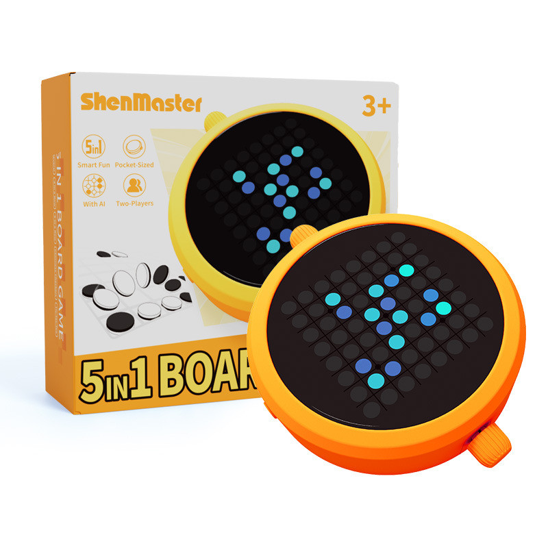 Portable AI Electronic Chess Game Toy for Tic Tac Toe Reversible Educational Travel Smart Level-based Othello Board for Kids Adults