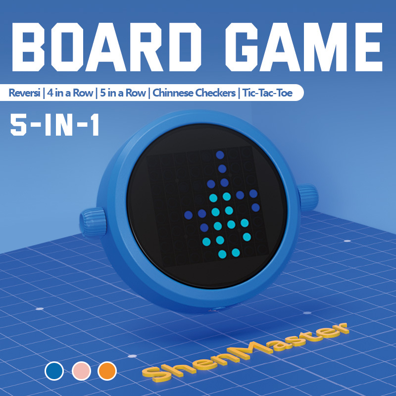 Portable AI Electronic Chess Game Toy for Tic Tac Toe Reversible Educational Travel Smart Level-based Othello Board for Kids Adults