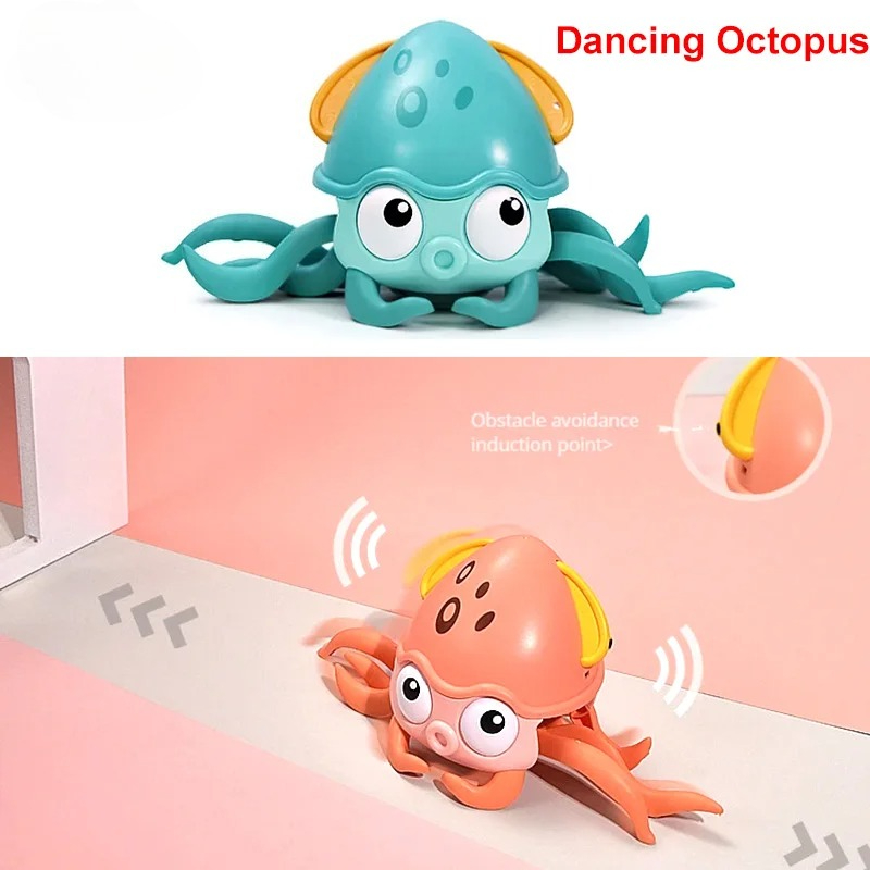 Rechargeable Dancing Squid with Light & Music & Induction Lying Flat, Electric Dancing Octopus Toddler Interactive Toy Gifts