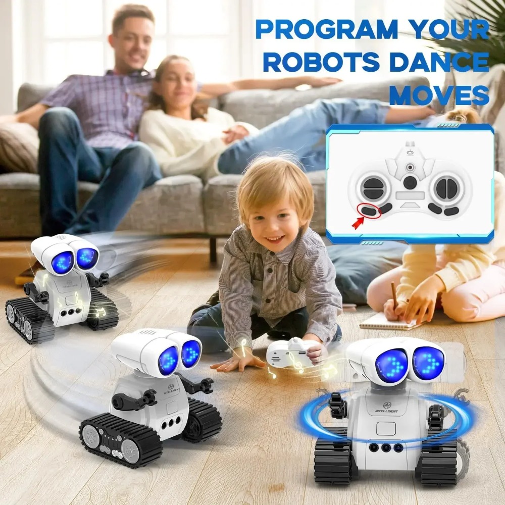 Rechargeable remote control robot toy with music, LED eyes, walkie talkie, children