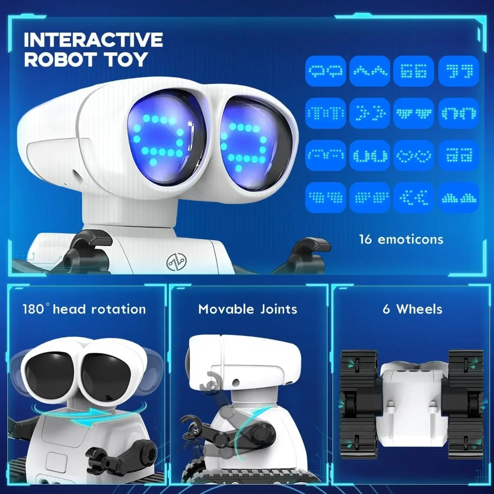 Rechargeable remote control robot toy with music, LED eyes, walkie talkie, children - Image 4