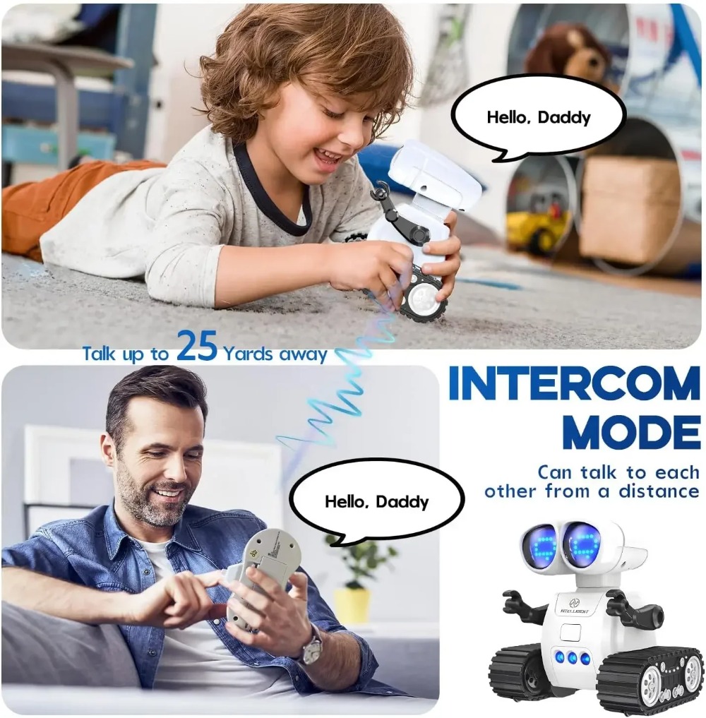 Rechargeable remote control robot toy with music, LED eyes, walkie talkie, children - Image 5
