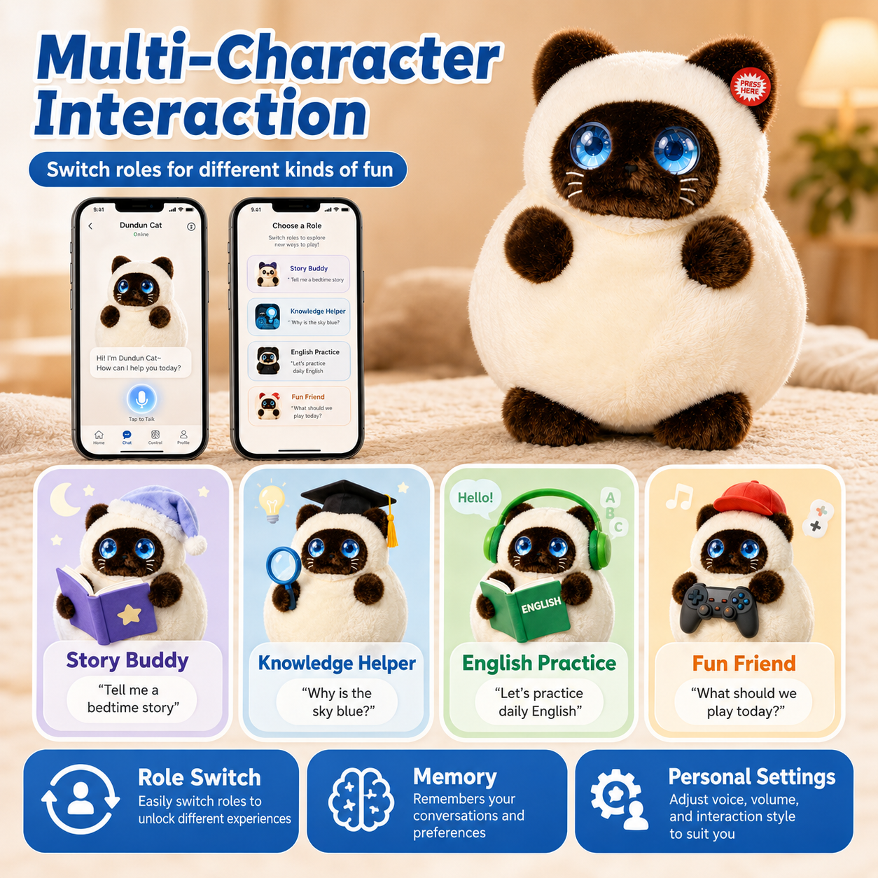 Smart AI Cute Cat Plush Toy Interactive Talking Robot Puppy Stuffed Doll Emotional Companion Pet Plushie Creative Birthday Gift - Image 4