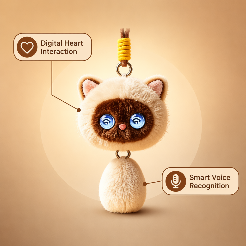 Smart Voice Recognition AI Cat Plush Pendant Emotional Interaction Companion Robot Soft Fluffy Keychain Interactive Electronic