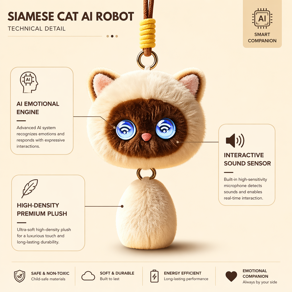 Smart Voice Recognition AI Cat Plush Pendant Emotional Interaction Companion Robot Soft Fluffy Keychain Interactive Electronic - Image 6