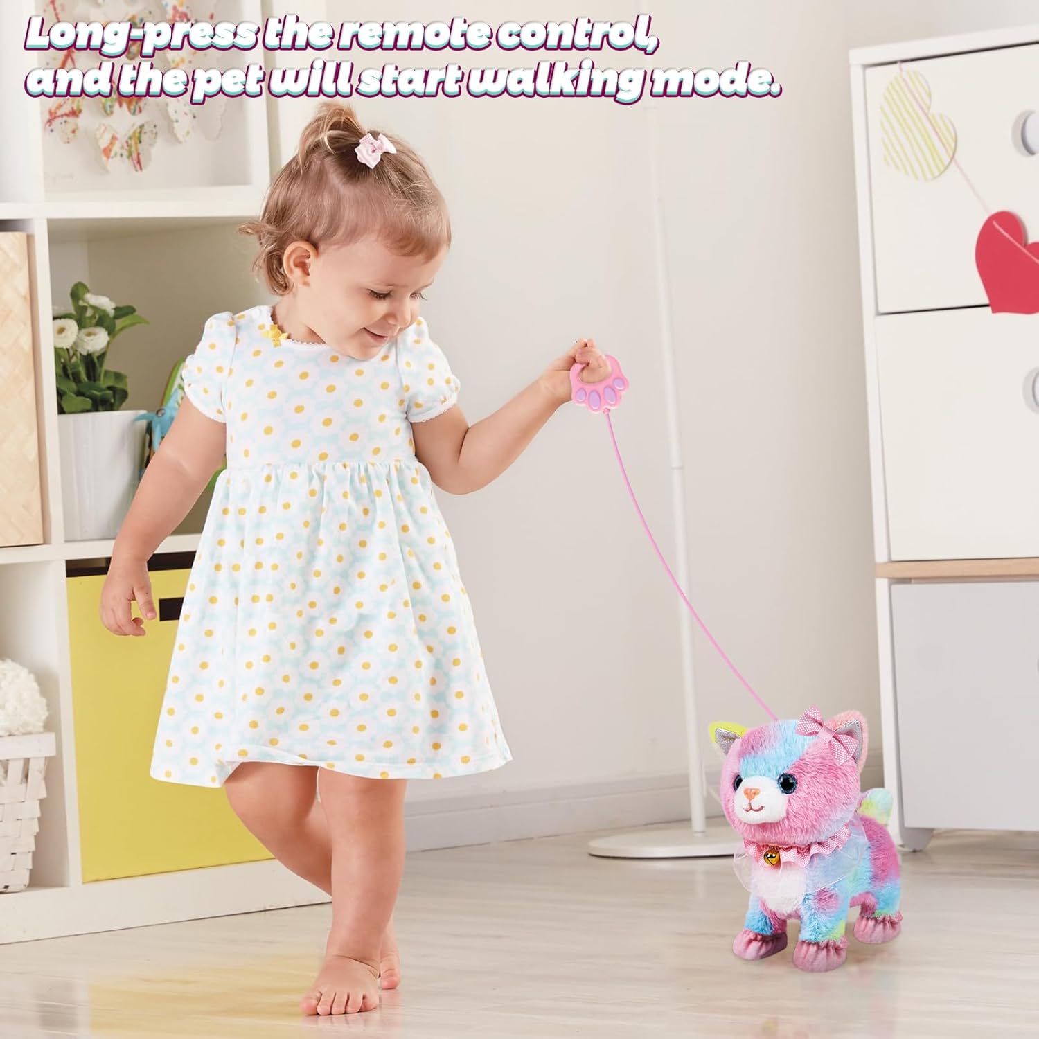 Touch & Voice Controlled Remote Lifelike Walking Cat Toy with Leash, Can Walk, Meow, and Wags Tail, Best Gift for Girls Ages 3+ - Image 4