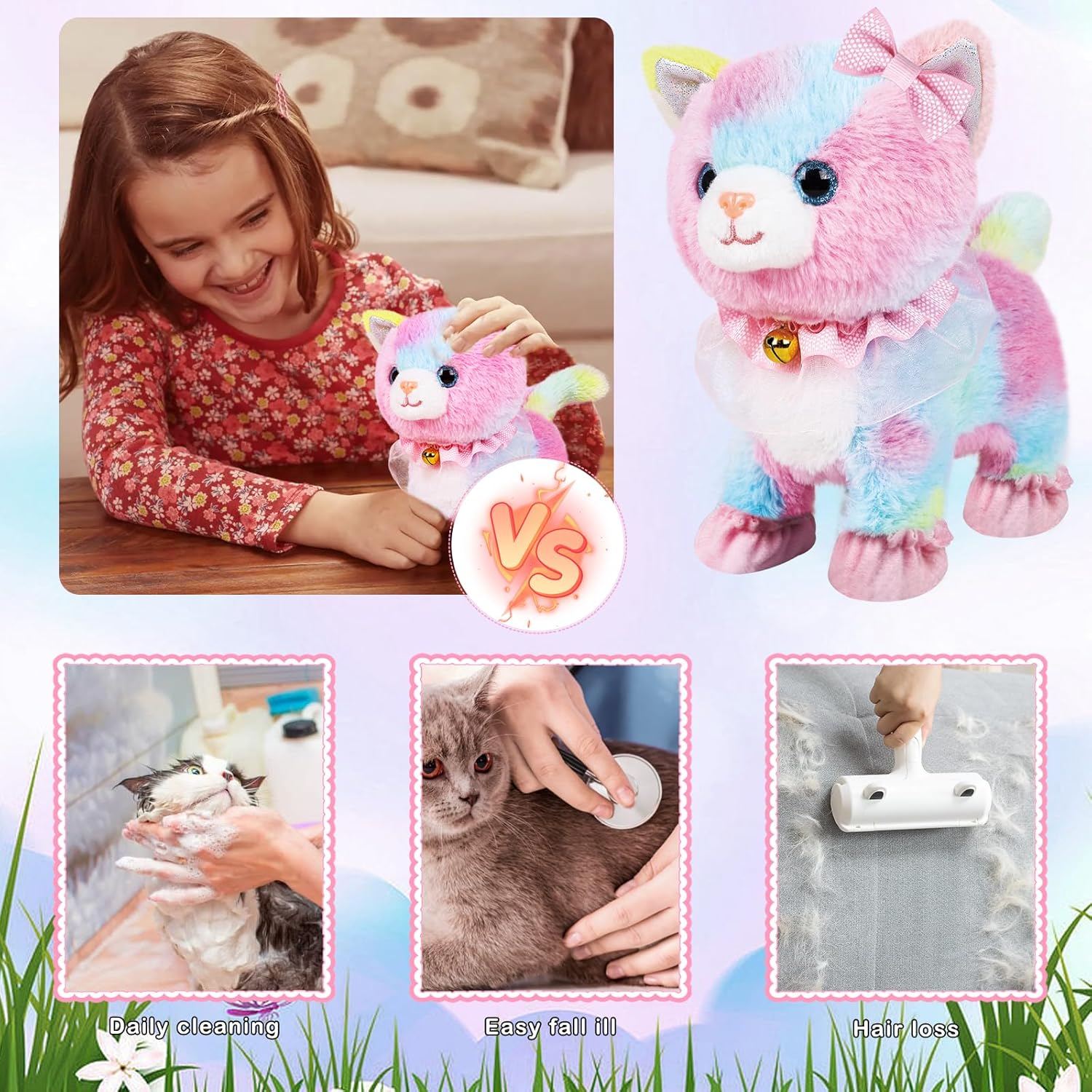 Touch & Voice Controlled Remote Lifelike Walking Cat Toy with Leash, Can Walk, Meow, and Wags Tail, Best Gift for Girls Ages 3+ - Image 5
