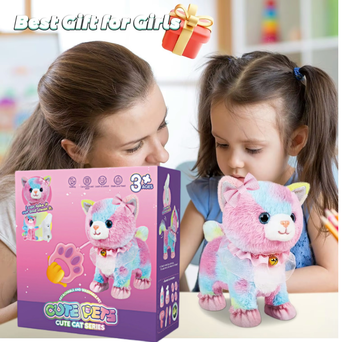 Touch & Voice Controlled Remote Lifelike Walking Cat Toy with Leash, Can Walk, Meow, and Wags Tail, Best Gift for Girls Ages 3+ - Image 6