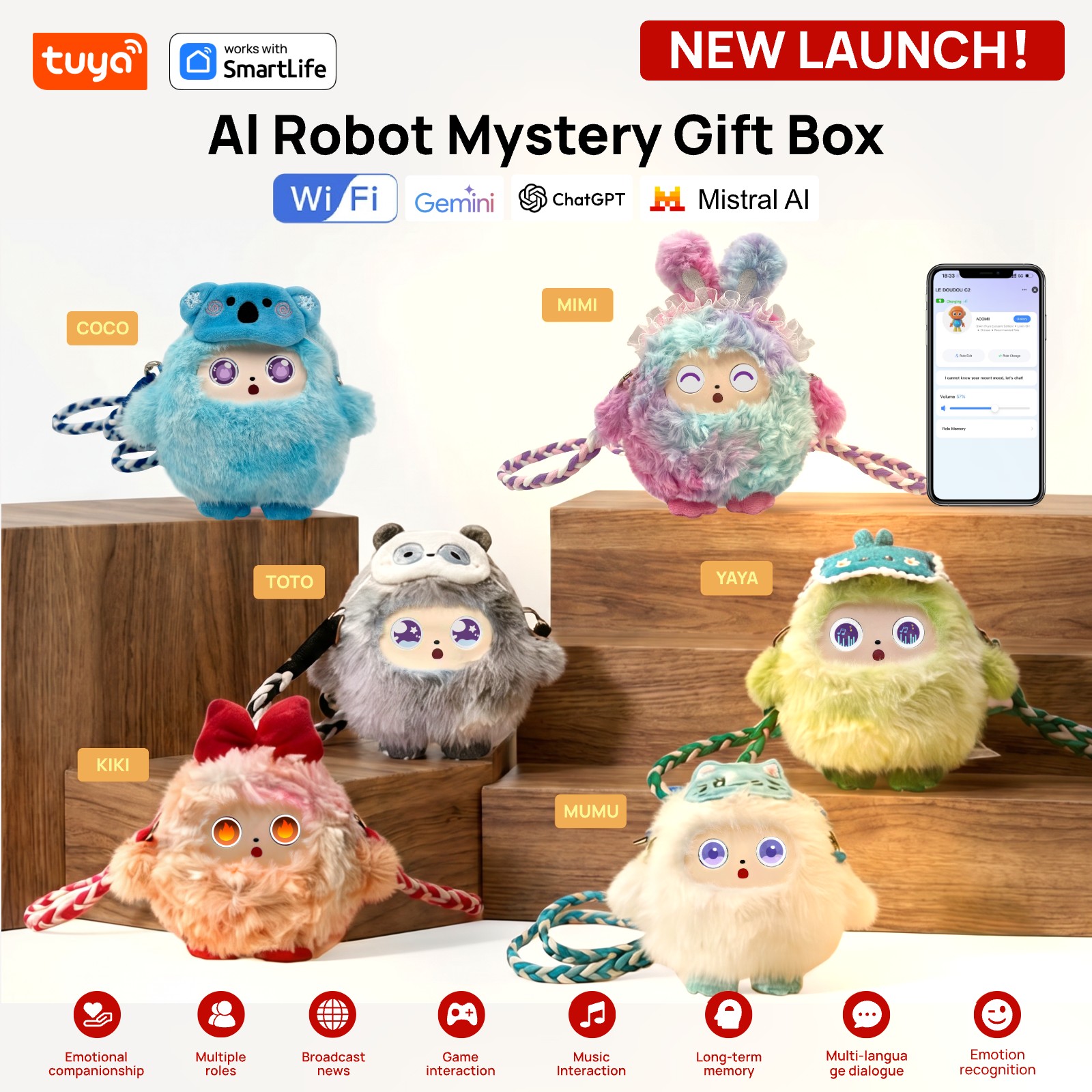 Tuya NEW LAUNCH! Mystery Box AI Robot Perfect Gift |3 in 1 Emotional Companion Smart Voice LED Eyes Interactive E-Pet Rechargeable