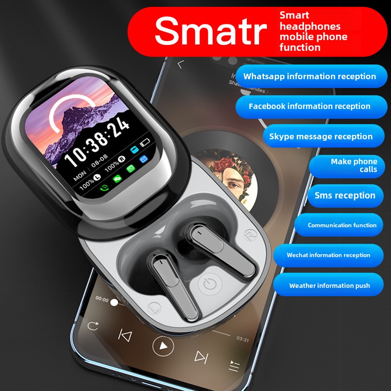 2025 new arrival AI translation slider wireless bluetooth headset slider design touch screen no delay noise reduction long battery