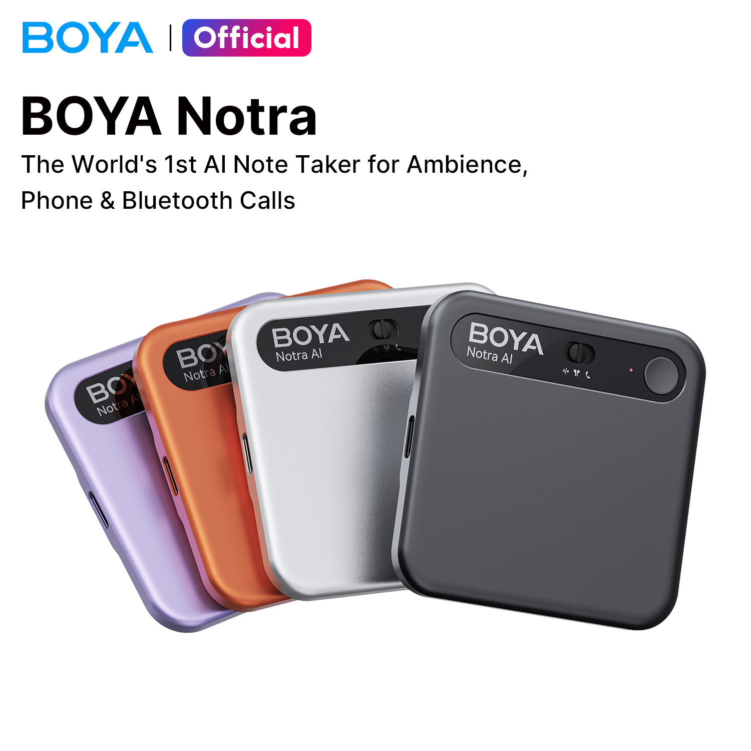 BOYA Notra AI Voice Recorder 140+ Languages Transcription Summary, App Control, Cloud Sync, Mag Safe, Ai Note for Meetings Interview