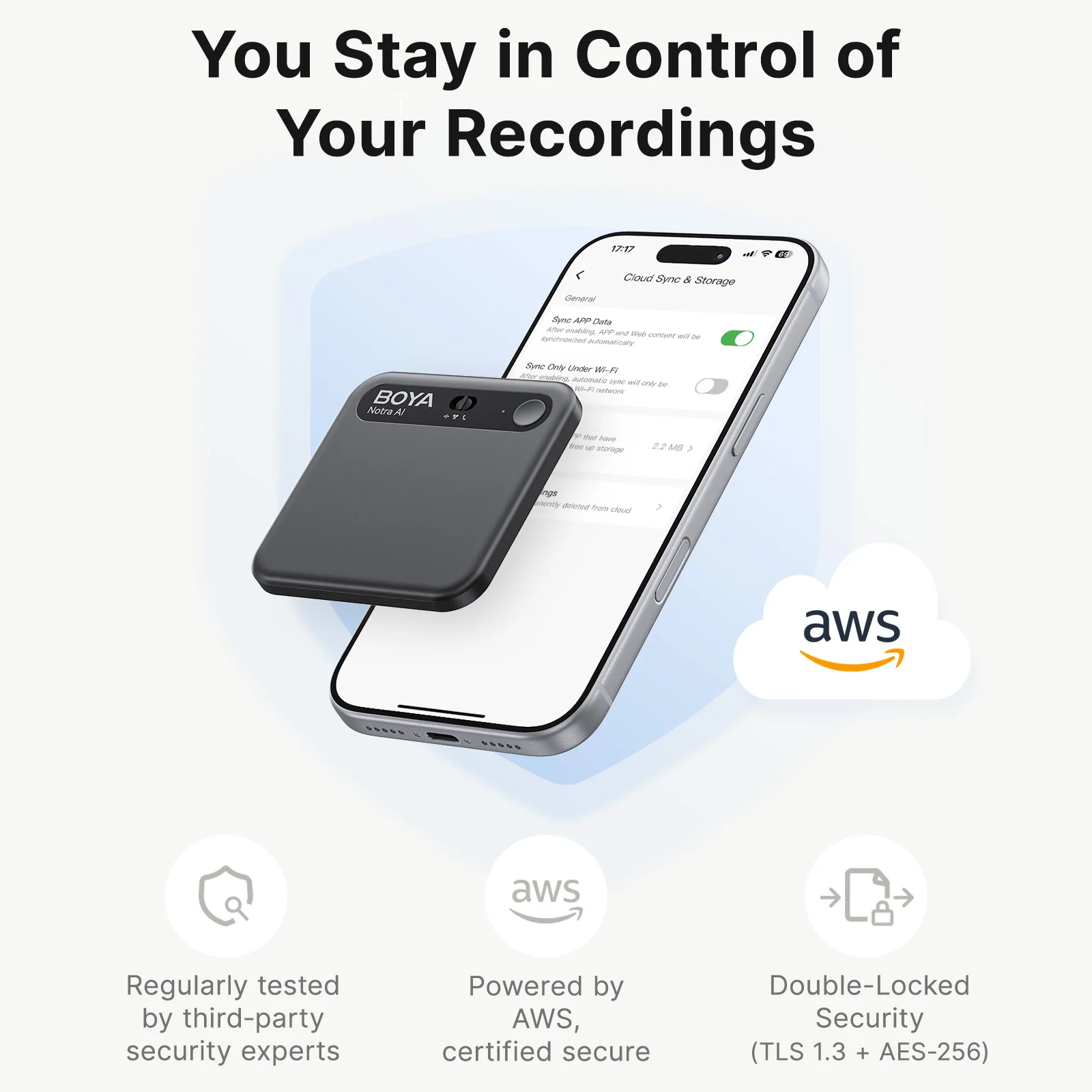 BOYA Notra AI Voice Recorder 140+ Languages Transcription Summary, App Control, Cloud Sync, Mag Safe, Ai Note for Meetings Interview - Image 6