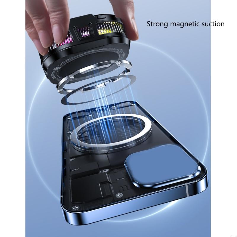 Q6PA 5 Gear Phone Radiator with Colorful Light AI Intelligent Temperature Control Cellphone Cooling Fan System Heat - Image 3