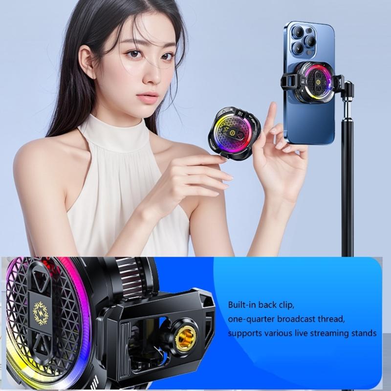 Q6PA 5 Gear Phone Radiator with Colorful Light AI Intelligent Temperature Control Cellphone Cooling Fan System Heat - Image 4