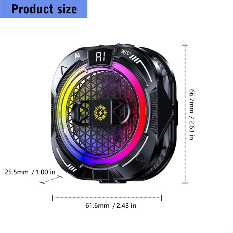 Q6PA 5 Gear Phone Radiator with Colorful Light AI Intelligent Temperature Control Cellphone Cooling Fan System Heat - Image 6