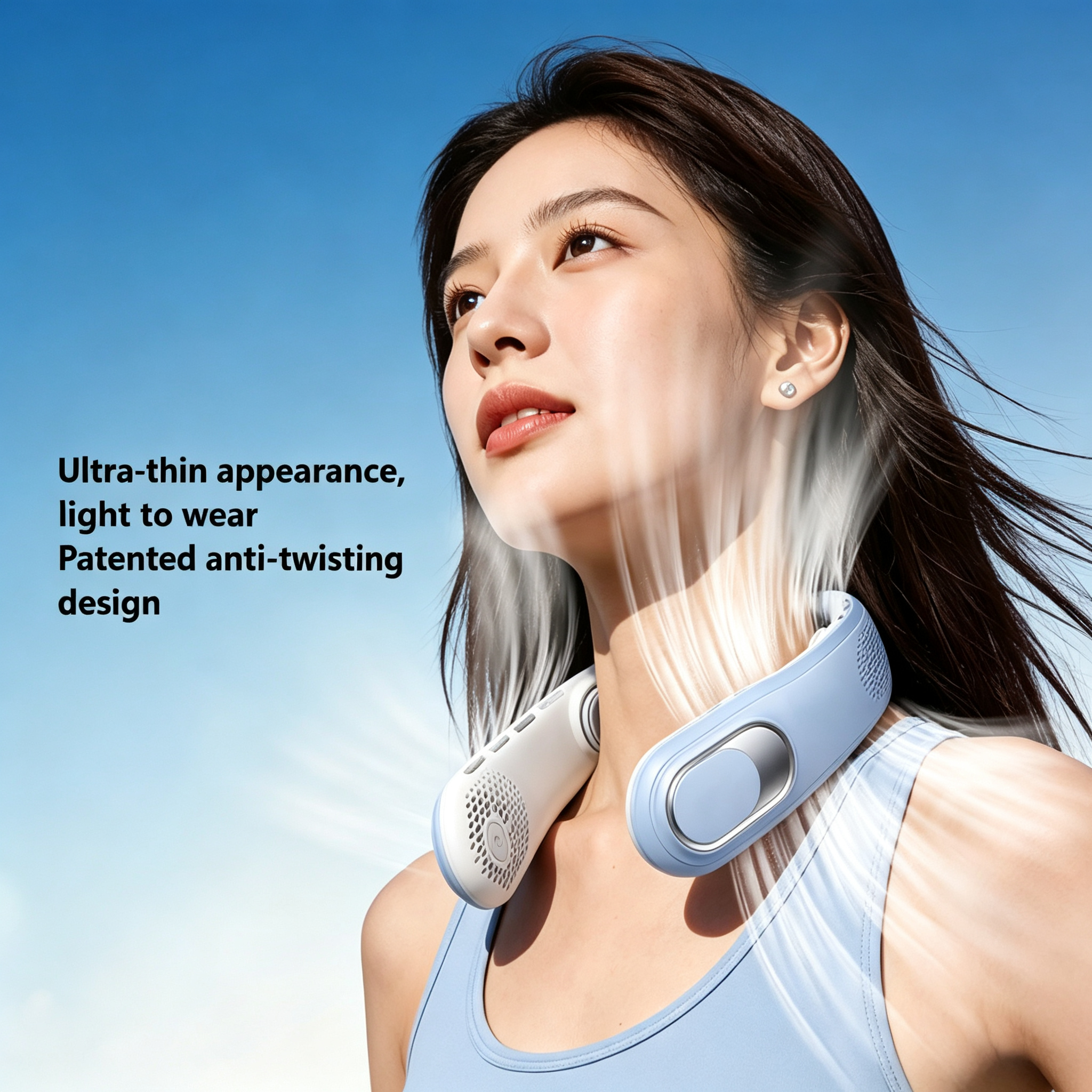REMAX AI Voice  200 Speed Control Neck Fan 4 Core Motors Stepless Dual Airflow Bladeless USB Rechargeable Portable Fan for Travel - Image 5