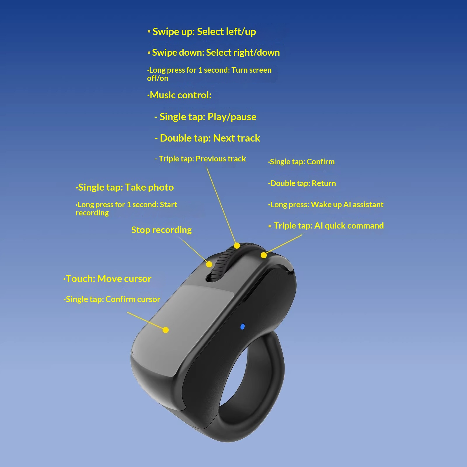 Rokid Glasses AI Smart Glasses Accessories Bluetooth Ring Mouse Controller Portable Teleprompter AI Smart Ring for Smart Glasses - Image 3