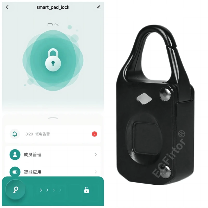 Tuya Bluetooth Mini Fingerprint Smart Padlock Keyless Anti-theft Luggage Case Lock For Gym Backpack Battery Padlock - Image 4