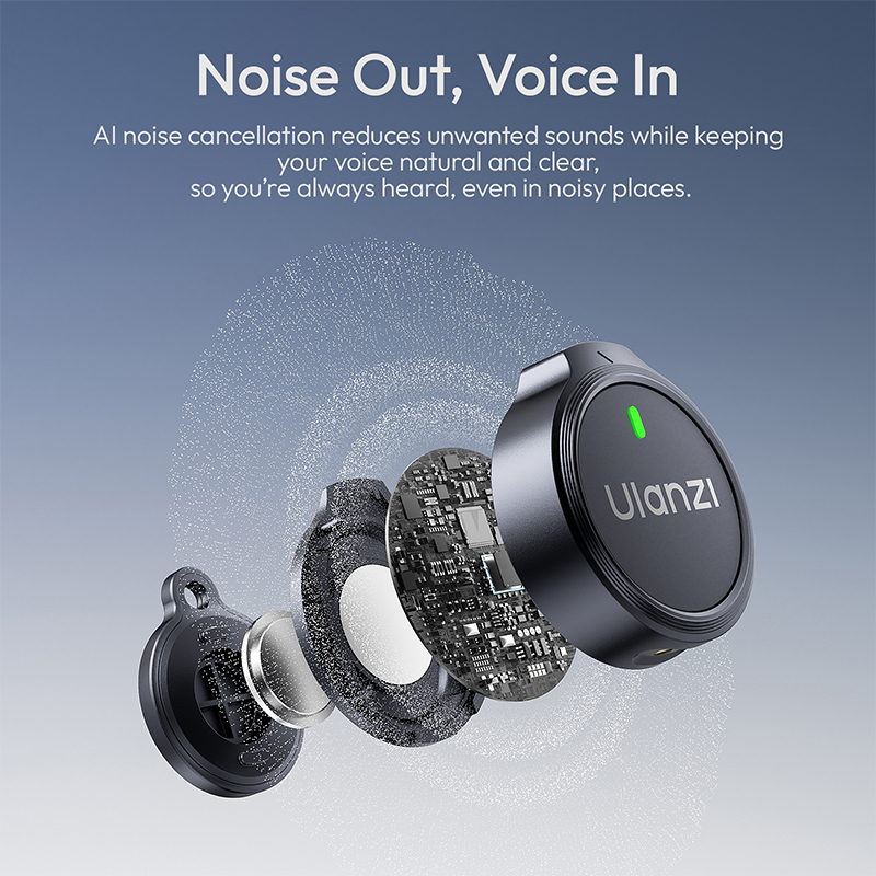 Ulanzi A21 Wireless Microphone AI Noise Reduction Magnetic Lavalier MIC for iPhone 17 16 15 for Live-Streaming Vlog Interview