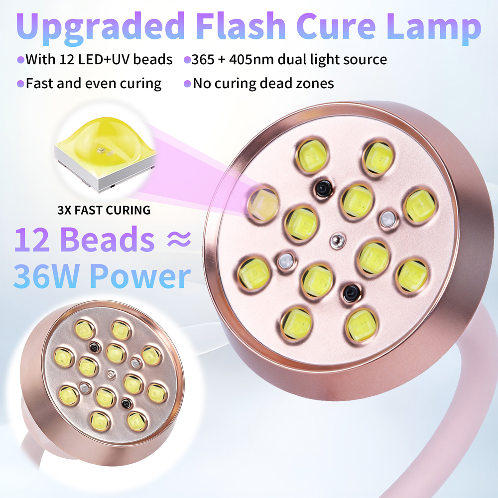 Ai Sensor Nail Lamp 36W 12 Beads LED UV Nail Dryer Wireless Rechargeable Lamp Fast Drying Nail Lamp 360° Bendable Table Lamp - Image 3