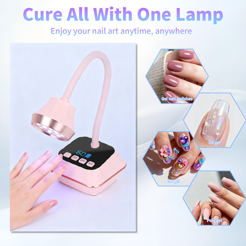 Ai Sensor Nail Lamp 36W 12 Beads LED UV Nail Dryer Wireless Rechargeable Lamp Fast Drying Nail Lamp 360° Bendable Table Lamp - Image 6