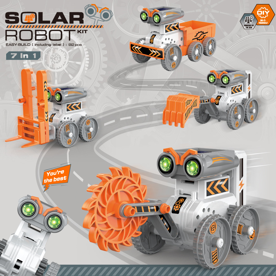7-in -1 Assembled Solar Robot DIY Electric Dual-drive Programming Robot Science Experiment Educational Toy Kid Christmas Gifts