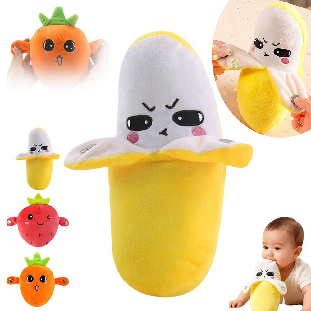 Banana Baby Beat Sensing Creative Fruit Novelty Parent-Child Musical Interactive Piano Toy Plush Doll Christmas Gift