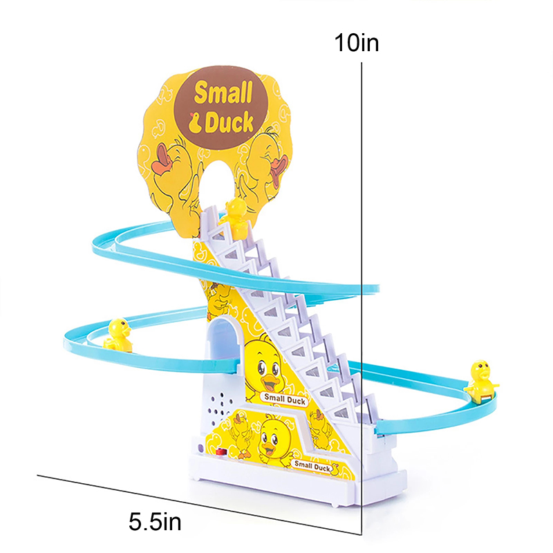 Electric Duck Climbing Stairs Slides Set with LED Flashing Lights Music Race Car Tracks Roller Coaster Kids Educational Toys - Image 6