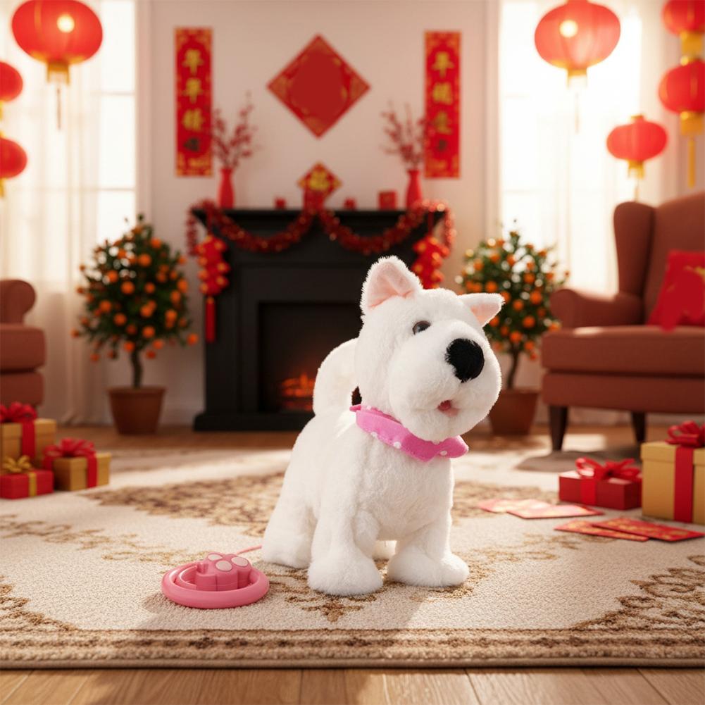 Fashion Simulated Puppy Doll Interactive Walking Simulated Puppy Tail Wagging Barking Walking Dog Toy for Indoor and Outdoor Use