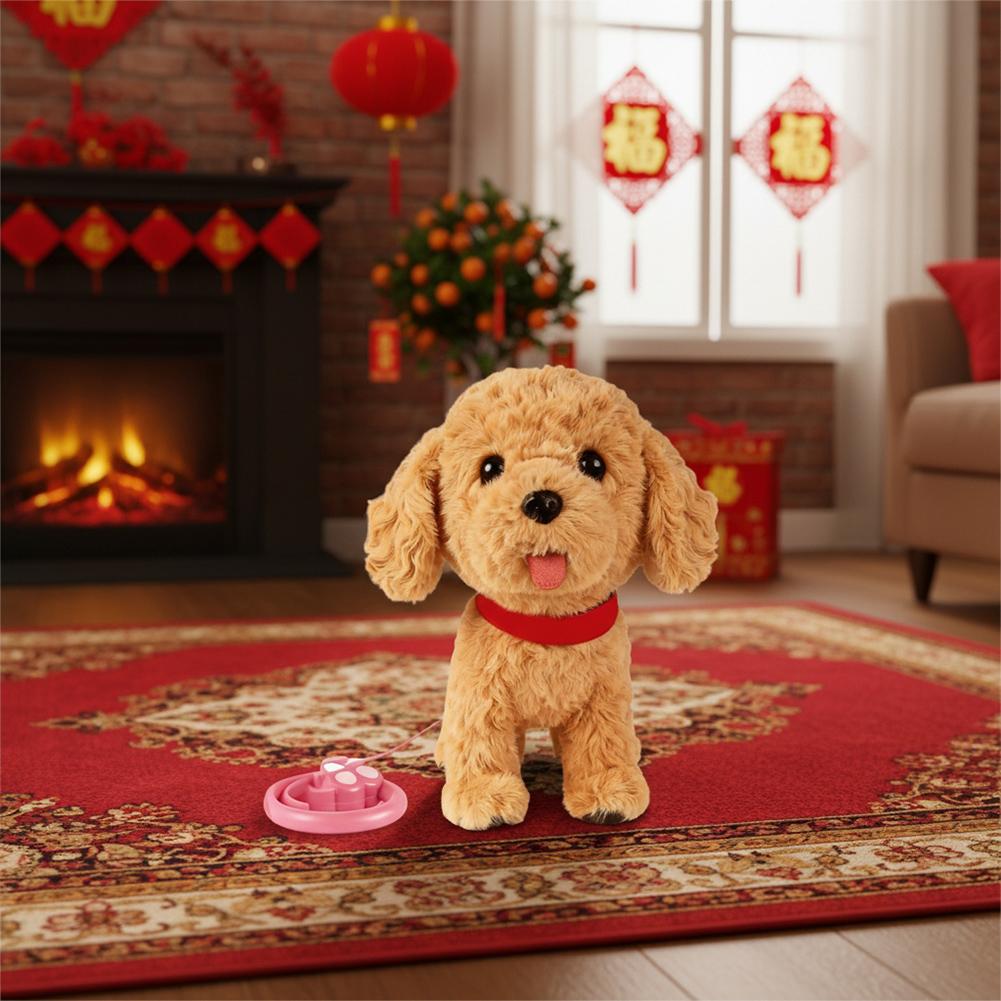 Fashion Simulated Puppy Doll Interactive Walking Simulated Puppy Tail Wagging Barking Walking Dog Toy for Indoor and Outdoor Use
