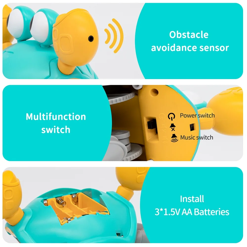 Fun Crab Toy Children Crawling Avoiding Obstacles Electronic Pet With Music Baby Walking Toy Without battery - Image 5