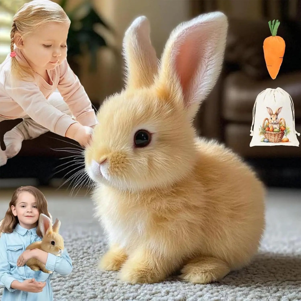 Hopping Bunny Toy Realistic Bunny Robot Bunny Simulated Rabbit Electric Plush Toy Can Walk, Bark, Move Its Mouth Shake Its Ears