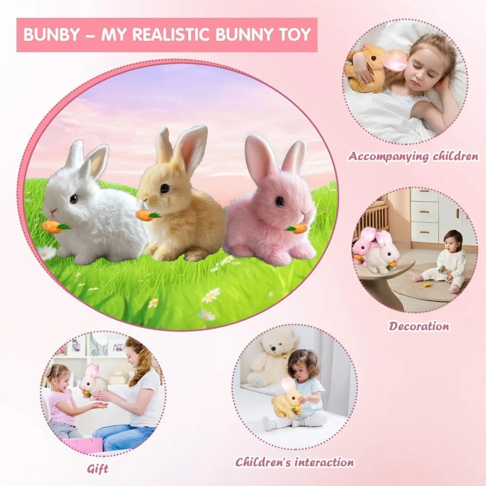 Hopping Bunny Toy Realistic Bunny Robot Bunny Simulated Rabbit Electric Plush Toy Can Walk, Bark, Move Its Mouth Shake Its Ears
