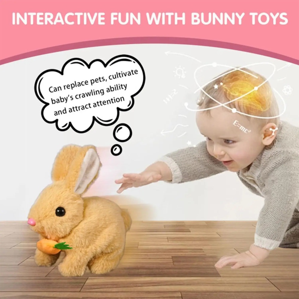 Hopping Bunny Toy Realistic Bunny Robot Bunny Simulated Rabbit Electric Plush Toy Can Walk, Bark, Move Its Mouth Shake Its Ears - Image 3