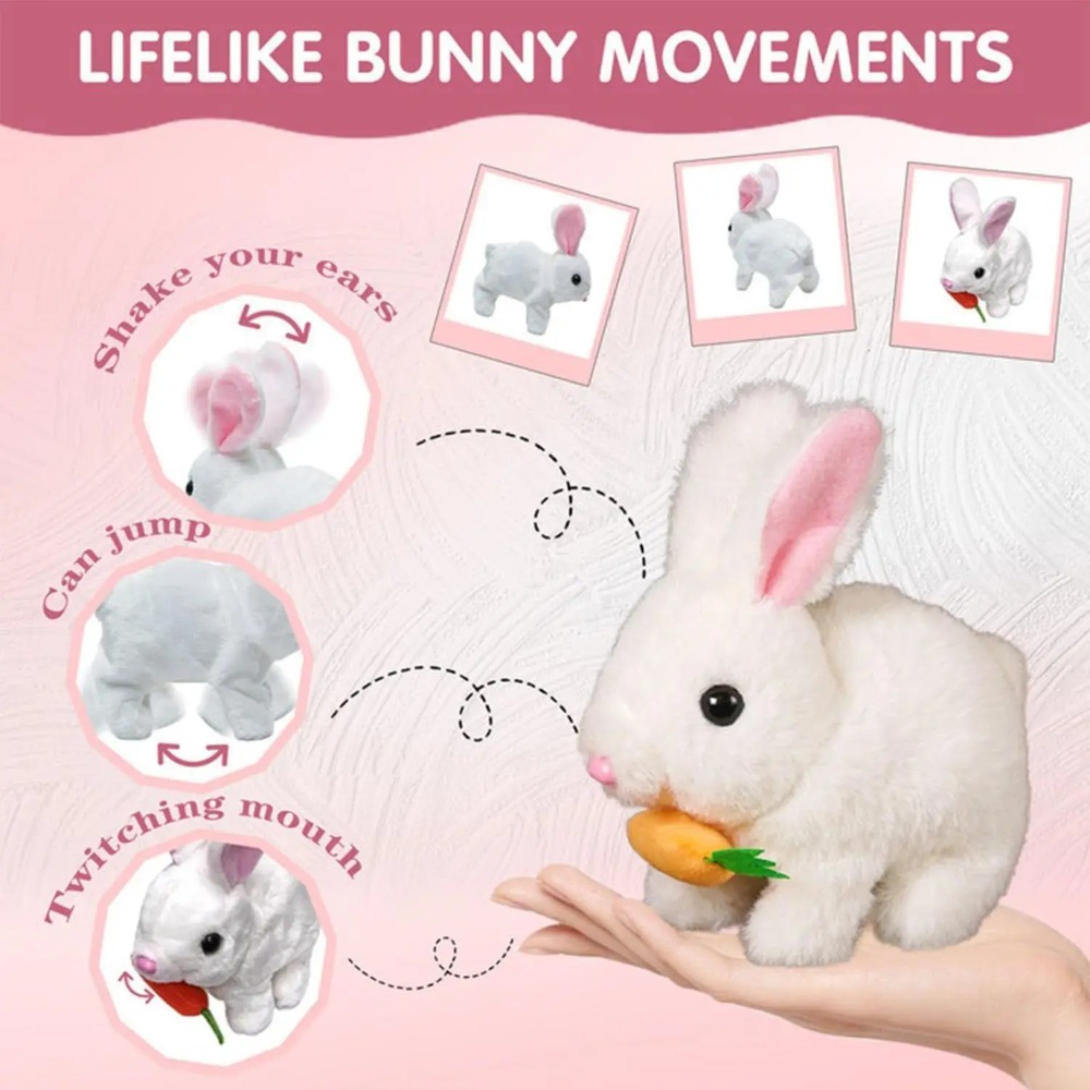 Hopping Bunny Toy Realistic Bunny Robot Bunny Simulated Rabbit Electric Plush Toy Can Walk, Bark, Move Its Mouth Shake Its Ears - Image 4