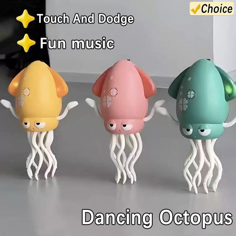 Interactive Dancing Octopus Toy With LED Music Electric Squid Automatic Obstacle Avoidance Crawling Sensor Toy For Children