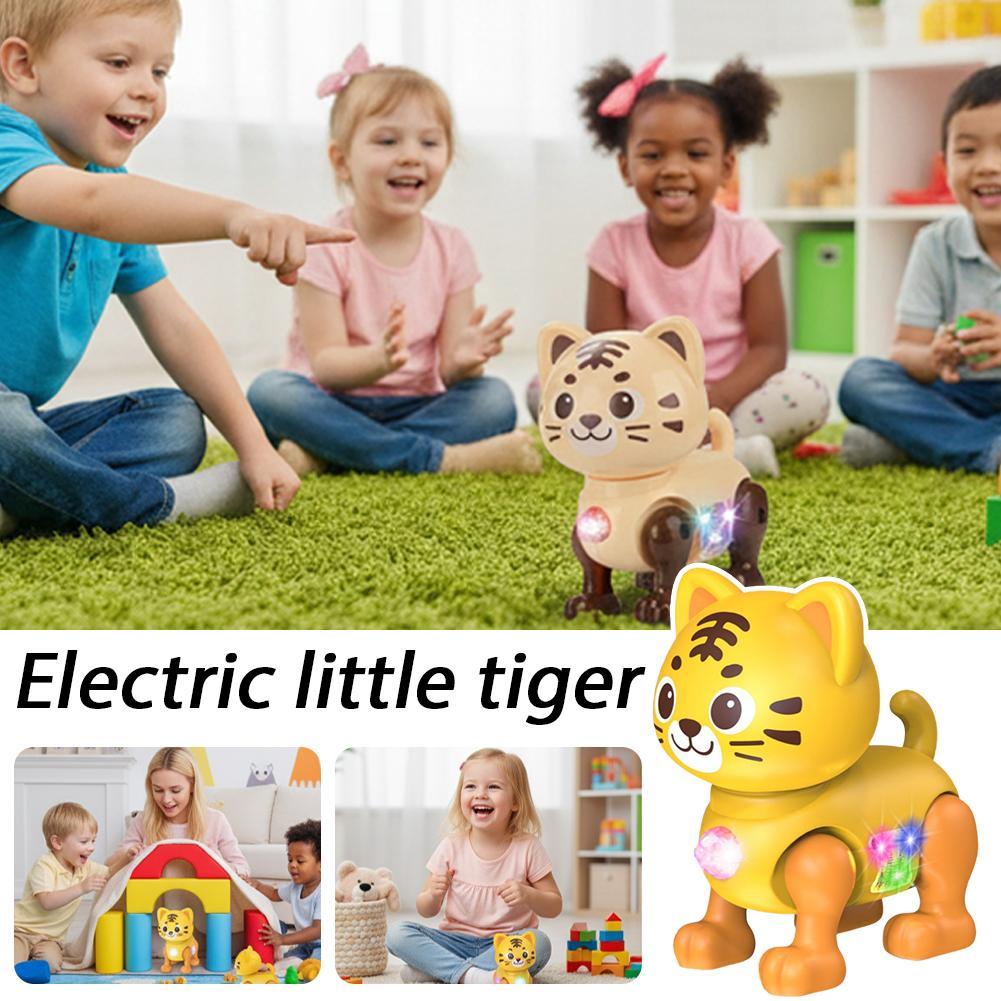 Smart Electric Pink Cat Toy for Boys Girls Interactive Walking Kitten Robot with Colorful Flashing Lights and Sound Effect