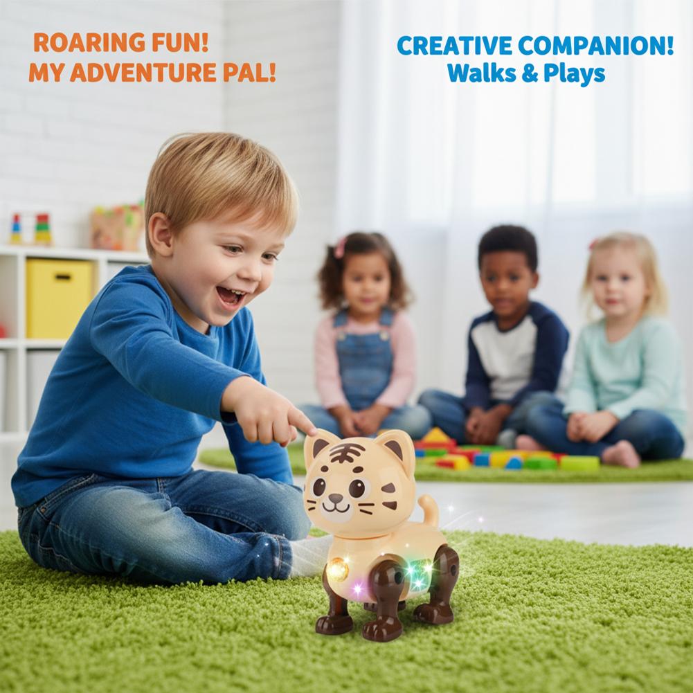 Smart Electric Pink Cat Toy for Boys Girls Interactive Walking Kitten Robot with Colorful Flashing Lights and Sound Effect - Image 4